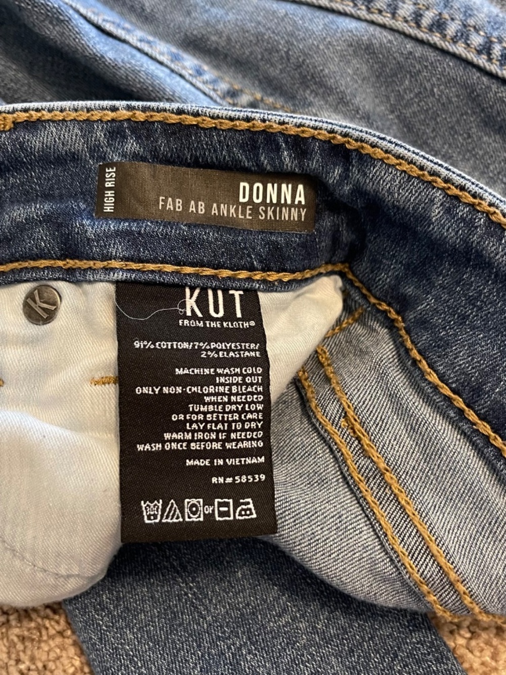 Kut From The Kloth Donna Fab Ab High Rise Ankle Skinny Jeans Size 4